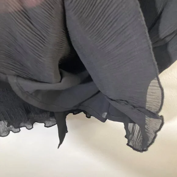 Womens Ganni Pleated Georgette‎ Shirt Dress Black 2/EU34 Crinkled Polyester - Picture 7 of 11